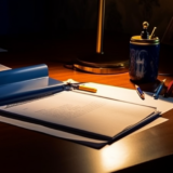 Dokumenty leżące na oświetlonym biurku